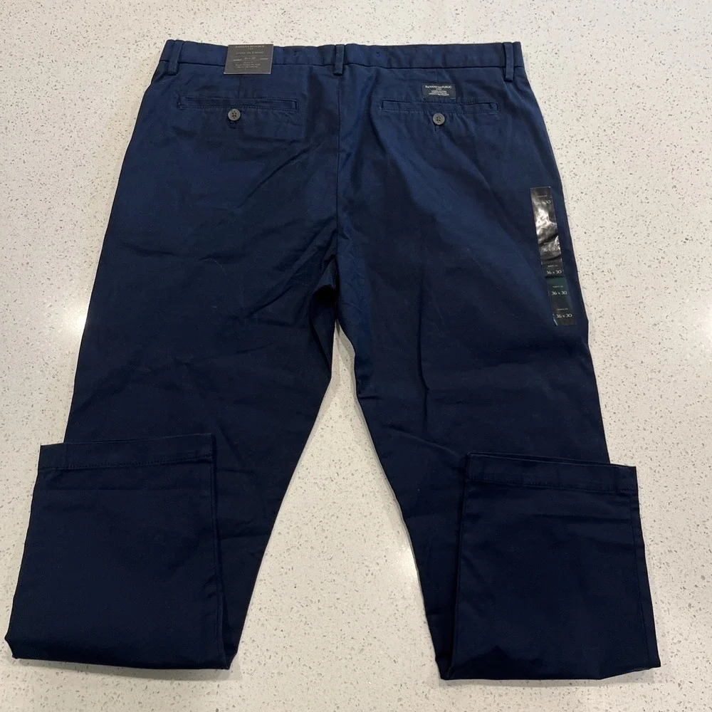 NEW Banana Republic Pants Mens 36X30 Navy Blue Slim Fit Lived-In Chino Stretch